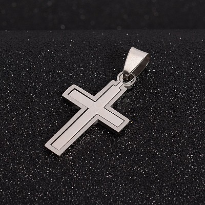 Tarnish Resistant 201 Stainless Steel Cross Split Pendants STAS-I032-038-1
