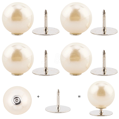 20Pcs ABS Plastic Pearl No Sewing Buttons BUTT-CY0001-22B-1
