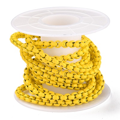 Eco-friendly Spray Painted Handmade Brass Box Chains KK-J276-17-P07-1