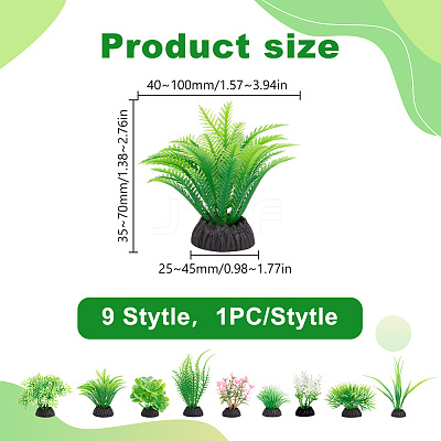 9Pcs 9 Styles Plastic Artificial Aquarium Plants DJEW-DR0001-10-1