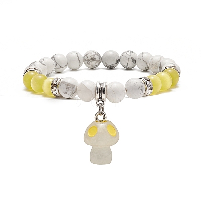 4Pcs 4 Color Natural Howlite Round Beaded Stretch Bracelets Set BJEW-TA00235-1