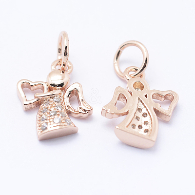 Brass Micro Pave Cubic Zirconia Charms X-KK-P133-03RG-NR-1