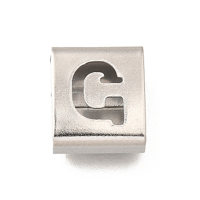 Letter Style 304 Stainless Steel Square Slide Charms STAS-L132-20G-1