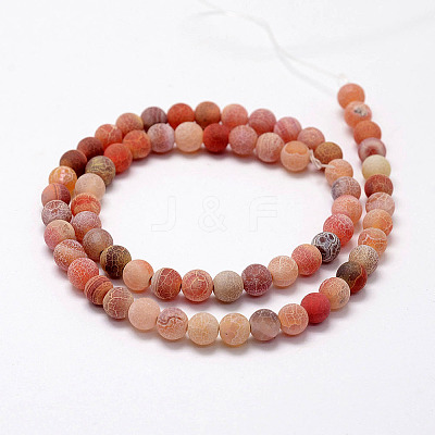 Frosted Natural Agate Beads Strands G-F367-8mm-03-1