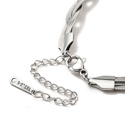 Non-Tarnish 304 Stainless Steel Interlocking Herringbone Chain Bracelet for Men Women BJEW-H554-01P-1