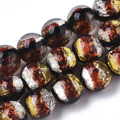 Handmade Silver Foil Glass Lampwork Beads Strands FOIL-T003-03C-1