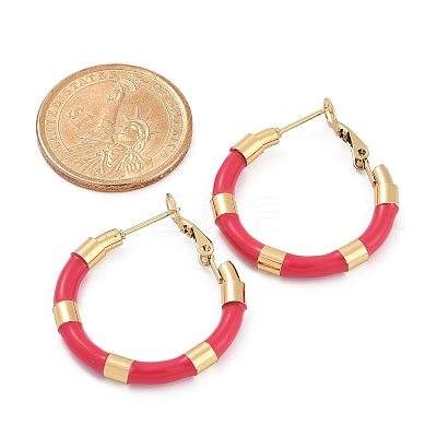 PVD Vacuum Plating 201 Stainless Steel Enamel Hoop Earrings for Women EJEW-B016-33G-1