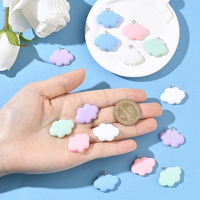 15Pcs 5 Colors Resin Pendants RESI-YW0005-57-1