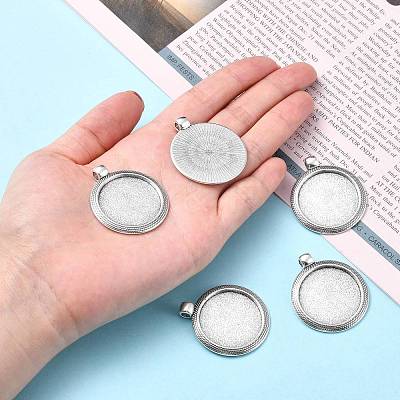 Tibetan Style Alloy Pendant Cabochon Settings TIBEP-N003-71AS-1