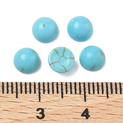 Craft Findings Dyed Synthetic Turquoise Gemstone Flat Back Dome Cabochons TURQ-S266-6mm-01-1
