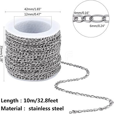 304 Stainless Steel Figaro Chains CHS-UN0001-09-1