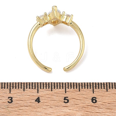 Brass Micro Pave Cubic Zirconia Cuff Open Rings for Women RJEW-L343-14G-04-1