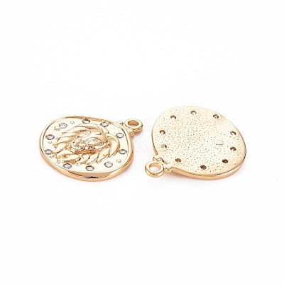 Brass Micro Pave Clear Cubic Zirconia Pendants KK-S356-766A-1