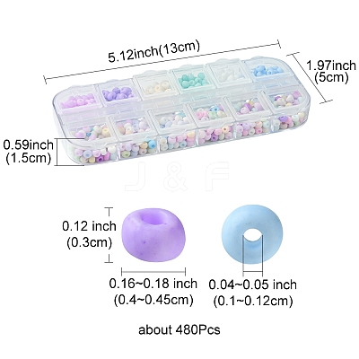 480Pcs 12 Colors 6/0 Glass Seed Beads SEED-FS0001-27-1