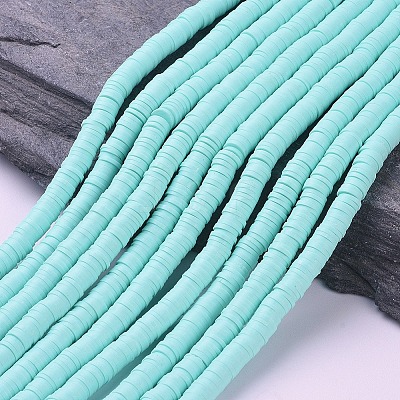 Flat Round Handmade Polymer Clay Beads CLAY-R067-6.0mm-20-1