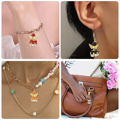20Pcs 10 Colors Faceted Glass Pendants PALLOY-SZ00011-1