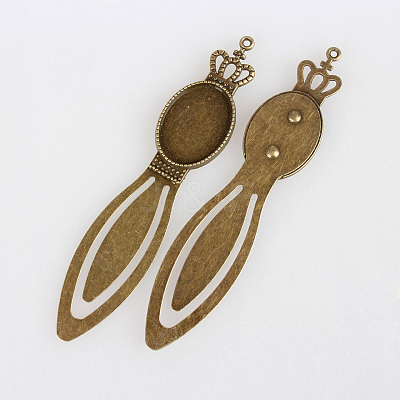 Antique Bronze Iron Bookmark Cabochon Settings PALLOY-N0084-14AB-NF-1