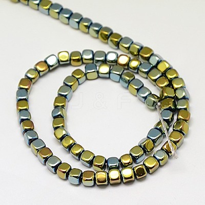 Electroplate Non-magnetic Synthetic Hematite Beads Strands G-J172-3x3mm-06-1