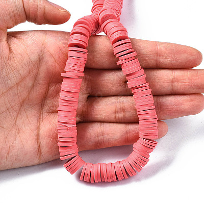 Flat Round Handmade Polymer Clay Beads CLAY-R067-10mm-14-1