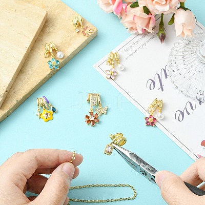 7Pcs 7 Styles Rack Plating Brass Micro Pave Clear Cubic Zirconia Pendants KK-CJ0004-03-1