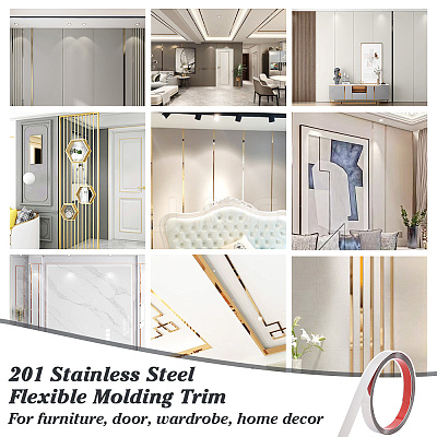 201 Stainless Steel Self-Adhesive Flexible Molding Trim FIND-WH0139-141B-02-1