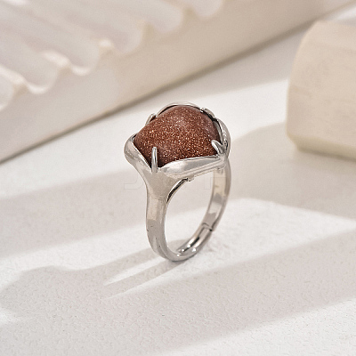 Heart-shaped Synthetic Goldstone Women's Ring VA9361-5-1
