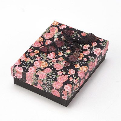 Flower Pattern Cardboard Jewelry Packaging Box X1-CBOX-L007-007A-1
