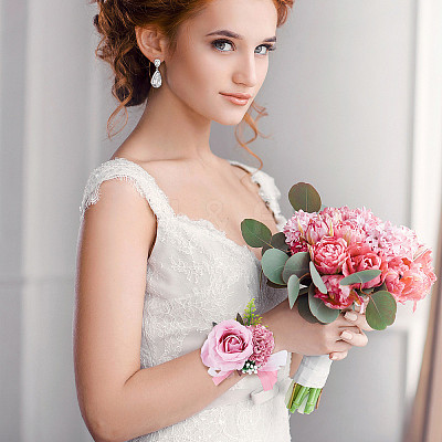 2PCS Silk Wrist Corsage AJEW-CP0001-51E-1