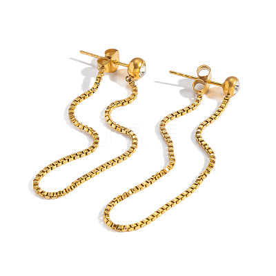 304 Stainless Steel Tassel Chain Stud Earrings for Women AQ2980-1