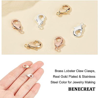 30Pcs 3 Colors Brass Lobster Claw Clasps KK-BC0002-19-1