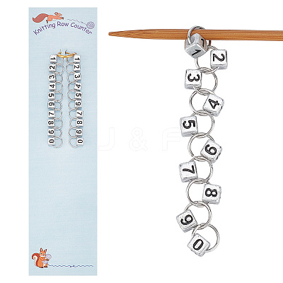 Cube with Number Acrylic Pendant Knitting Row Counter Chains HJEW-AB00469-1