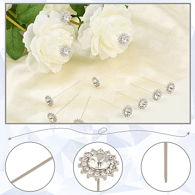 16Pcs Alloy Crystal Rhinestone Head Pins FIND-SP0004-63S-1