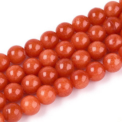 Dyed Natural Mashan Jade Round Beads Strands G-T139-6mm-67C-1