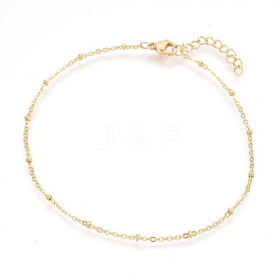 Ion Plating(IP) 304 Stainless Steel Cable Chain Anklets AJEW-P069-01G-1