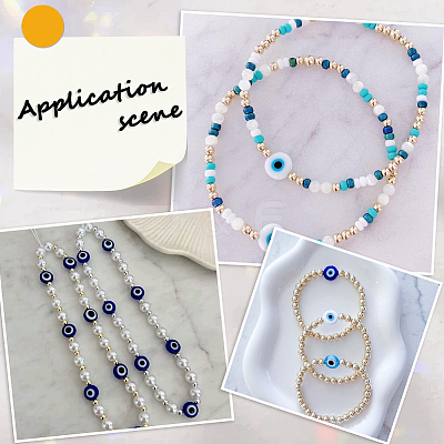 100Pcs 5 Colors Handmade Evil Eye Lampwork Beads LAMP-SP0001-04B-1