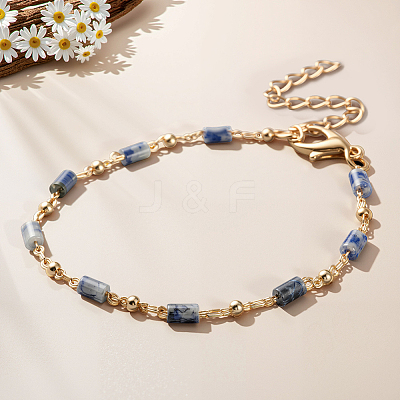 2 Bags 2 Styles Natural Gemstone Beads Bracelet & Dapped Chains Bracelet Set for Women BJEW-GO0001-15-1