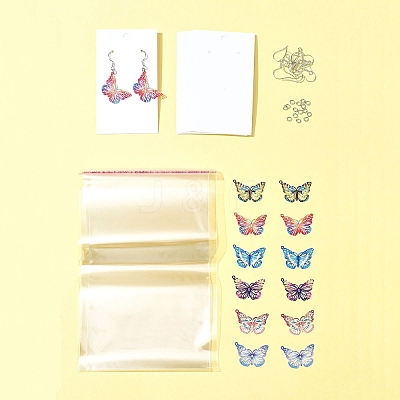 DIY Butterfly 430 Stainless Steel Etched Metal Embellishments Dangle Earring Jewelry Making Kits DIY-FS0007-46-1