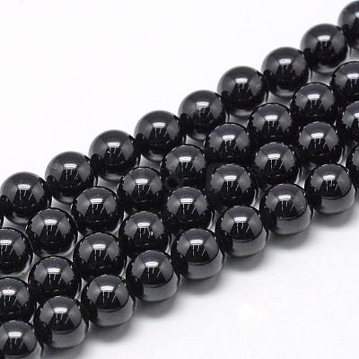 Natural Black Tourmaline Beads Strands G-R446-10mm-19-1