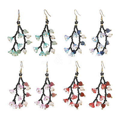 Glass Seed Bead Dangle Earrings EJEW-MZ00770-1