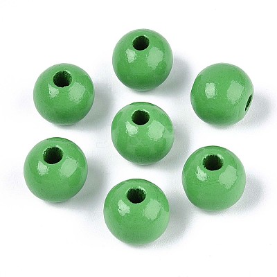 Spray Painted Round Natural Schima Wood Beads WOOD-A018-12mm-08-1
