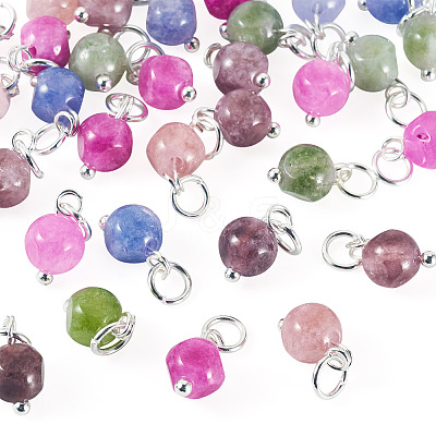 30Pcs Natural Colorful Tourmaline Dice Charms PALLOY-TA00369-1