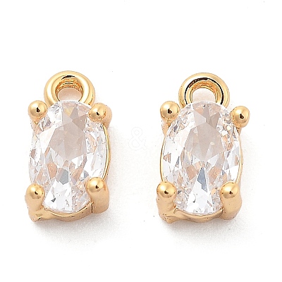 Brass Micro Pave Clear Cubic Zirconia Charms KK-G516-28G-1