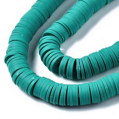 Flat Round Handmade Polymer Clay Beads CLAY-R067-10mm-07-1