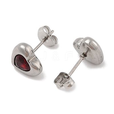 Ion Plating(IP) 304 Stainless Steel Heart Stud Earrings EJEW-C099-13PG-01-1