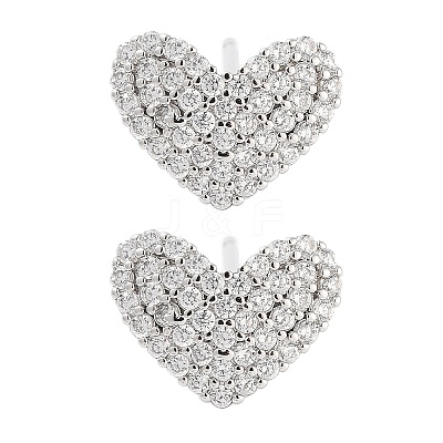 Rack Plating Heart Brass Stud Earrings EJEW-N055-41P-RS-1