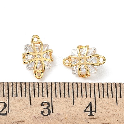 Brass Pave Clear Cubic Zirconia Connector Charms KK-Z136-37G-1