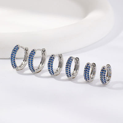 Elegant Brass Pave Cubic Zirconia Hoop Earrings GU7152-6-1
