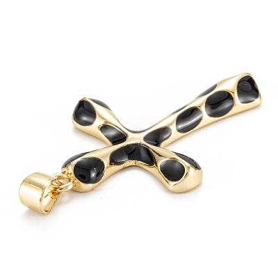 Brass Enamel Pendants KK-M220-06G-B-1