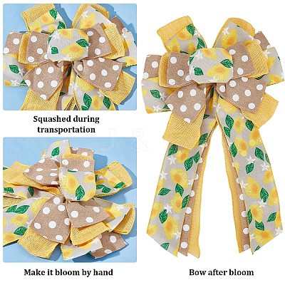 Lemon & Polka Dot Pattern Polyester Bowknot DIY-WH0387-78-1