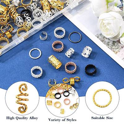 130Pcs 26 Styles Alloy/Aluminum/Iron Hair Coil Cuffs OHAR-CJ0001-04-1